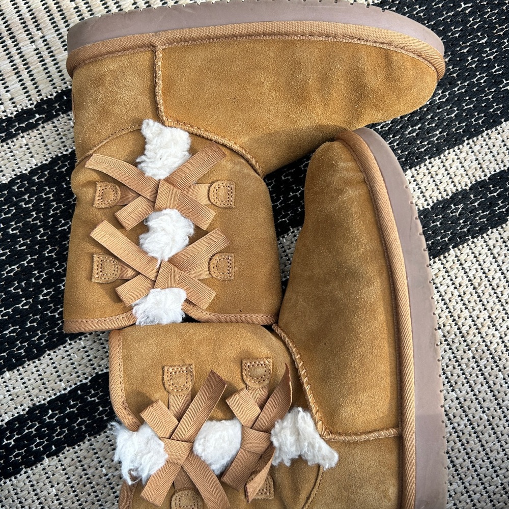 Koolaburra Tan Kids Boots with White Accents